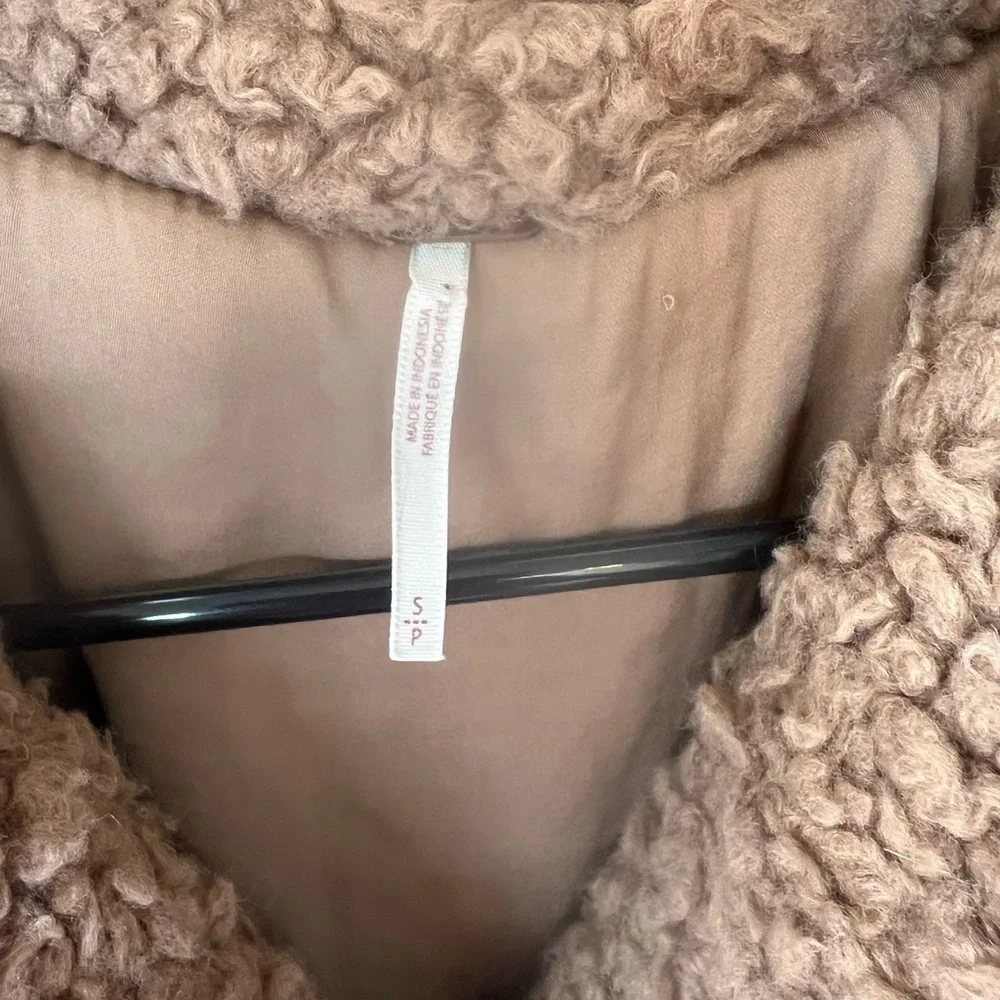Free People So Soft Cozy Peacoat Teddy Sherpa Coat in Camel/Brown